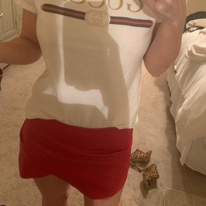 Red leather envelope skort